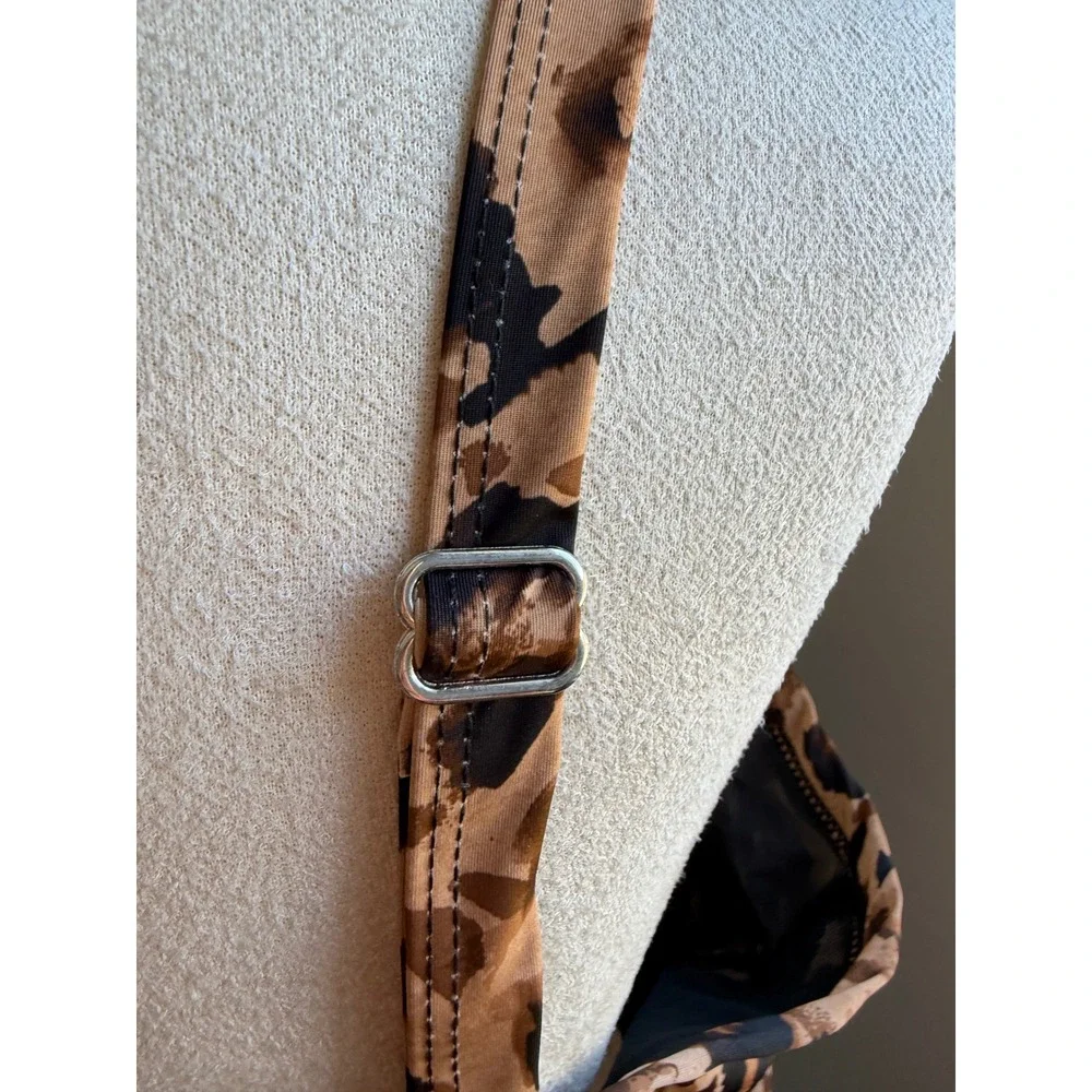 Swimsuits For All Leopard Print Brown Animal Print Bra Tapered Hem Swim Top 18